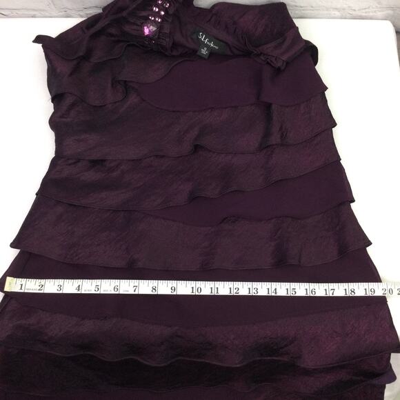 S.L. Fashions Women's Beaded Neck Tiered Feminine Flounce Holiday Party Dress 12 - Picture 11 of 12